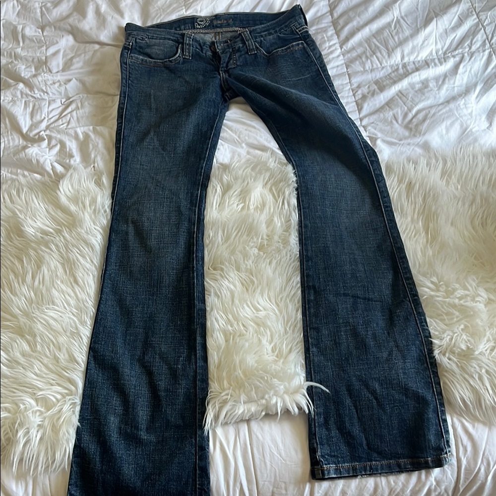 Frankie B. Blue Bootcut Jeans embroidered pockets